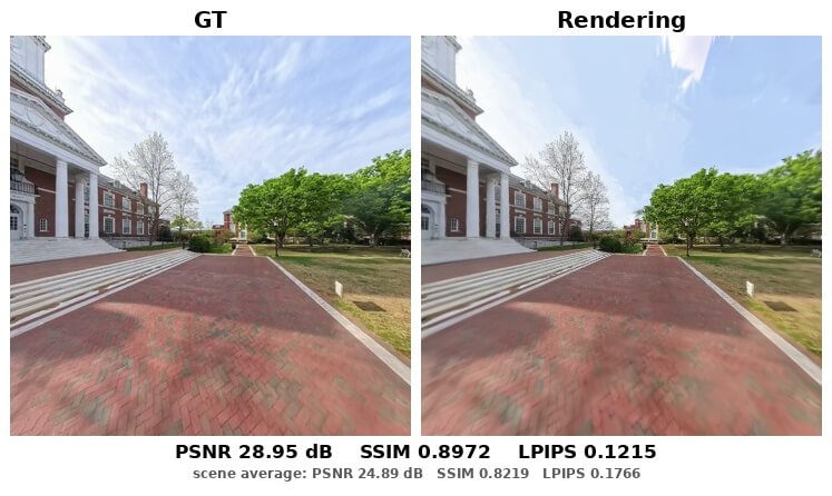 Ground-truth and rendered campus view comparison 4