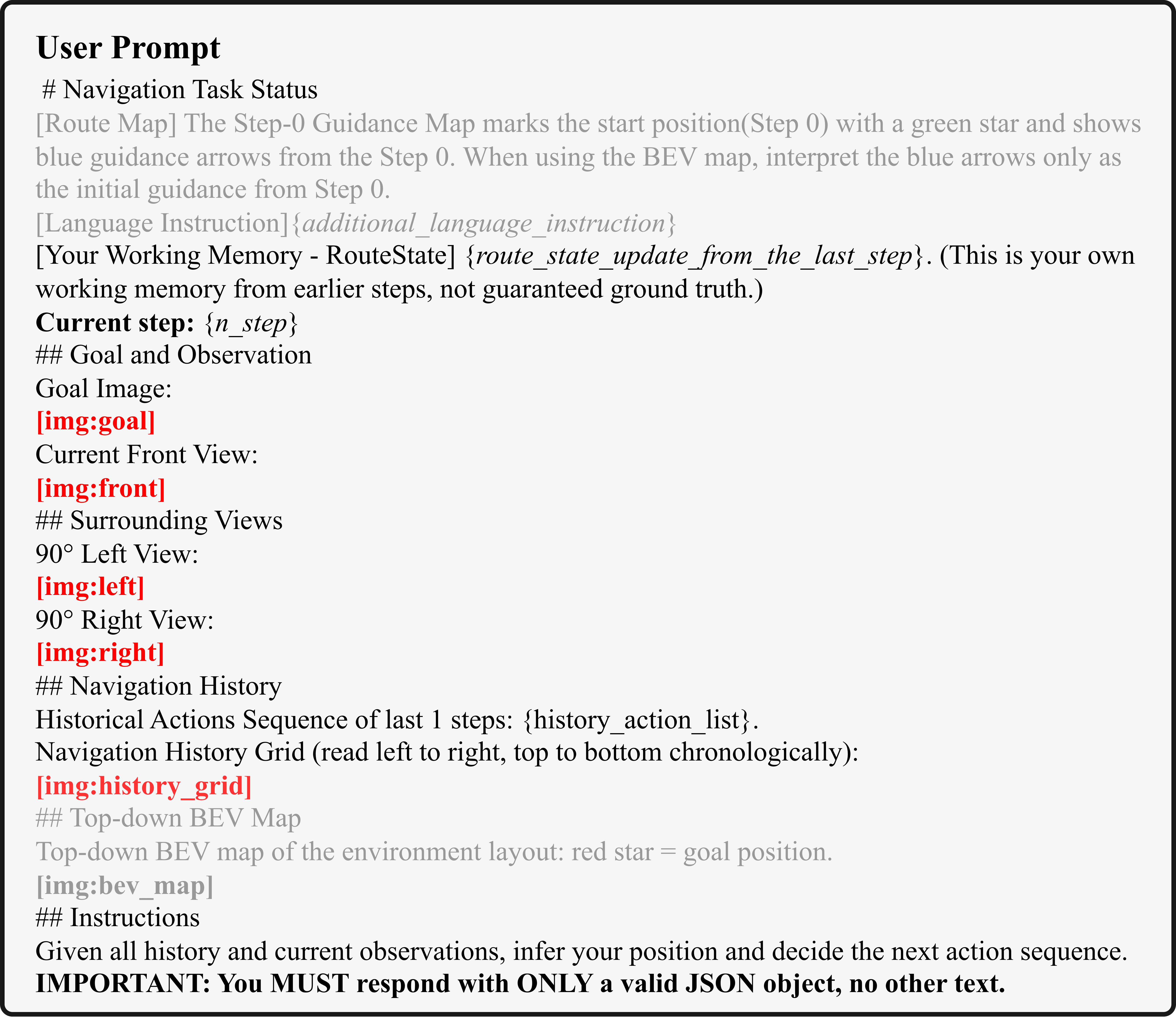 Unified user prompt template